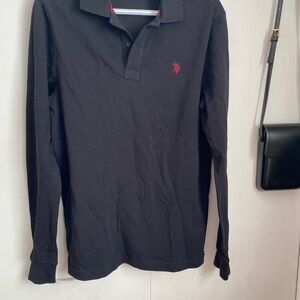 Men’s - U.S. Polo Assn. - Black Long Sleeve Polo Shirt - Size Small